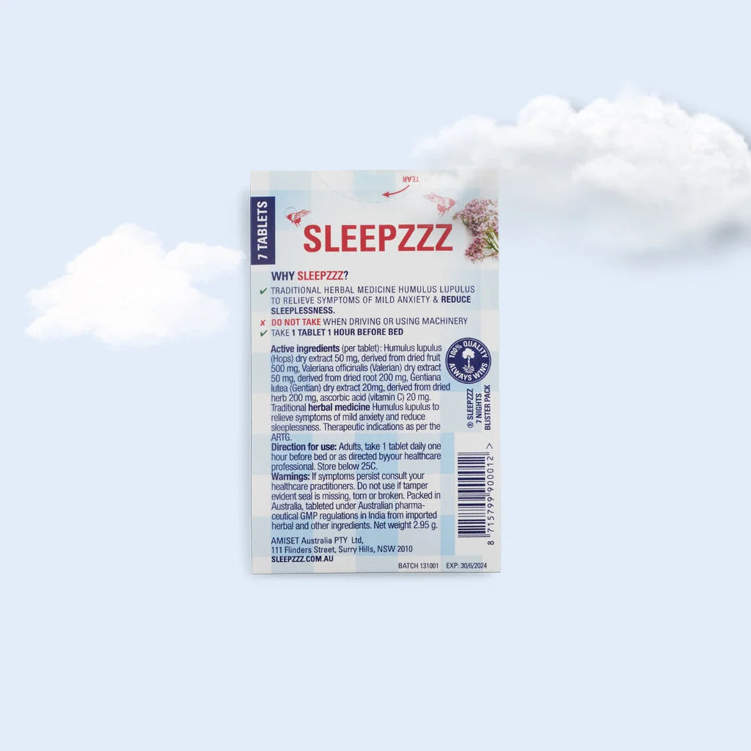 SLEEPZZZ 7 NIGHTS 1PK (1 blisterverpakking met 7 tabletten) - helpt milde angst te verlichten om een ​​goede nachtrust te bevorderen